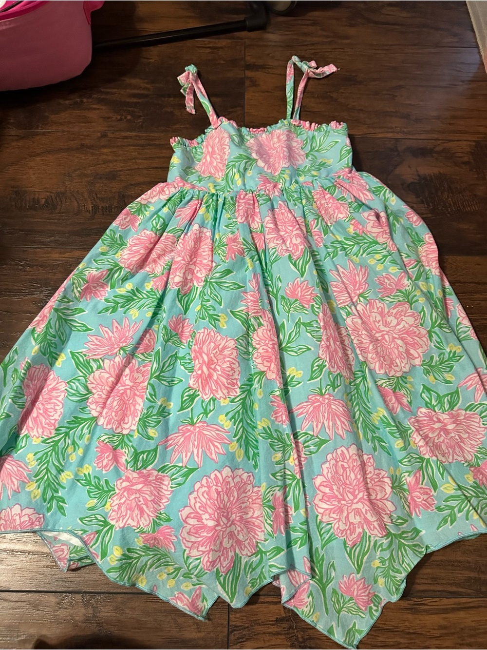 Tommy Bahama Pink Floral Sundress on Aqua